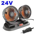 Car Fan 5V 12V 24V Car Cooling Fan 360° Adjustable Dual Head Air Fan USB 2Speeds Automotive Electric Fan For Dashboard RV Truck. 