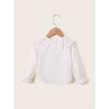 Kids Girl 1-6Y Button T Shirt Hollow Lace Collar White Long Sleeved Lovely Korean Version Top Autumn Toddler Girl Clothes.