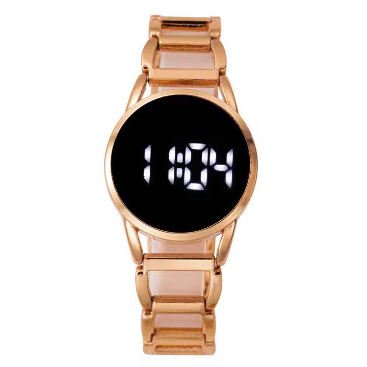 Luxury%20women%E2%80%99s%20stainless%20Steel%20Strap%20Round%20Screen%20Novelty%20Snap%20Bracelet%20Watch%20Metal%20Band%20Touch%20Screen%20Digital%20Electronic%20Watch%20-%20Image%202