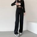 Loose Straight Women's Jeans Fashion Stretch Soft Drape Multi-button High Waist Denim Trousers Street Fashion Female Clothing. 