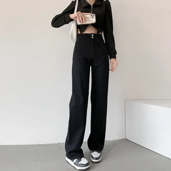 Loose%20Straight%20Women's%20Jeans%20Fashion%20Stretch%20Soft%20Drape%20Multi-button%20High%20Waist%20Denim%20Trousers%20Street%20Fashion%20Female%20Clothing%20-%20Image%208