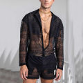Long-Sleeved Shirt Casual Shorts Fashionable Men's Suit with Summer Suit Sportswear.