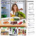 New Refrigerator Organizer Bin Stackable Fridge Food Storage Box With Handle Clear Plastic Pantry Food Freezer Organizer Tool.