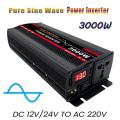 3000W Pure Sine Wave Power Inverter DC 12v 24v To AC 220V For Solar Panel/Home/Outdoor/RV/Camping Wave Power Inverter with LED. 