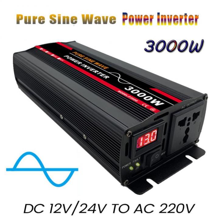 3000W Pure Sine Wave Power Inverter DC 12v 24v To AC 220V For Solar Panel/Home/Outdoor/RV/Camping Wave Power Inverter with LED