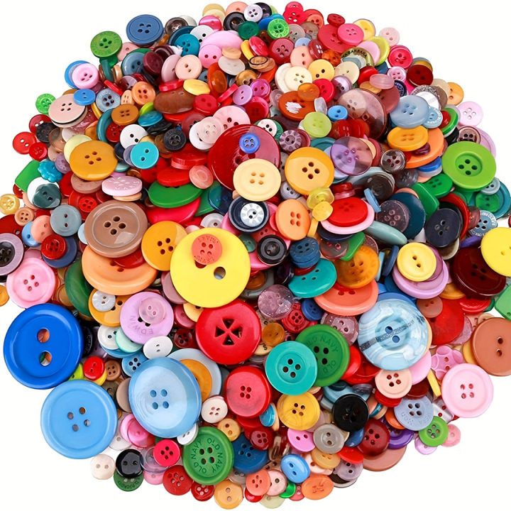 100pcs Color Round Plastic Button 0.7-2.5cm Assorted Sizes for DIY Crafts Sewing Knitting Projects Household Sewing Accessories