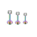 3Pcs 16G Stainless Steel Labret Piercing Jewelry Crystal CZ Monroe Nose Lip Studs Helix Tragus Conch Cartilage Earrings 6/8/10mm.