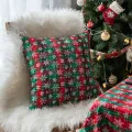 45x45cm Square Pillow Cases Christmas Scottish Tartan Plaid Cushion Covers Bed Sofa Pad Party Decor Snowflake Throw Pillow Cover. 