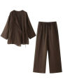 Willshela Women Fashion 2 Piece Set Solid Lace Up Shirts & Vintage Elastic Waist Trousers Feamle Chic Lady Pants Sets. 