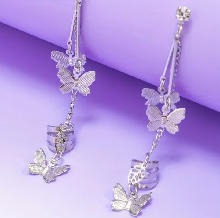 Pair%20of%20(2%20Pcs)%20Silver%20plated%20Long%20Chain%20Butterfly%20Design%20Ear%20Cuffs%20Earrings%20for%20Women%20and%20Girls%20-%20Image%206