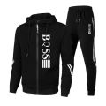 2024 Mens Tracksuits Casual Sweatpants Printing Zipper Hooded Sweatshirt Fashion Versatile Coat Outdoors Jogging Sports Clothing. 