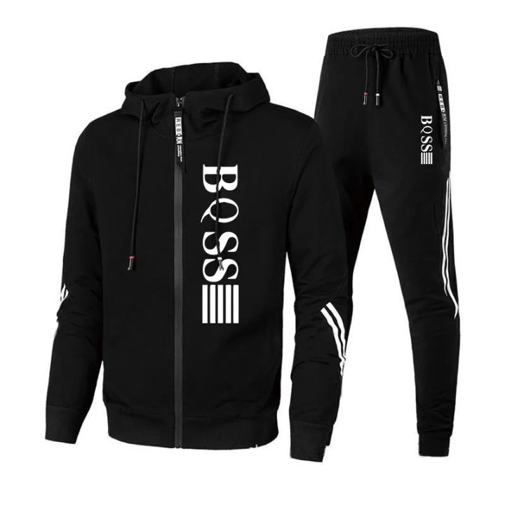 2024 Mens Tracksuits Casual Sweatpants Printing Zipper Hooded Sweatshirt Fashion Versatile Coat Outdoors Jogging Sports Clothing