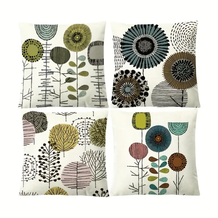 1pc Nordic Geometric Cushion Cover Digital Printed Linen Pillow Case for Sofa Home Decor Pillowcase