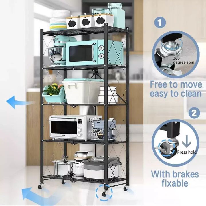 5-Tier%20Heavy%20Duty%20Foldable%20Metal%20Rack%20Storage%20Shelving%20Unit%20with%20Wheels%20Moving%20Easily%20Organizer%20Shelves%20Great%20for%20Garage%20Kitchen%20Holds%20up%20to%201250%20lbs%20Capacity,%20Black%20-%20Image%203