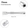 3pcs 1/4 Inch Socket Ratchet Wrench Extension Bar 50/75/100mm Long Bar Steering Sleeve Connecting Rod Socket Extender hand tool. 