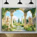 1 piece of ancient Greek garden party background cloth with stone arch design, suitable for weddings, birthdays, anniversariesL. 