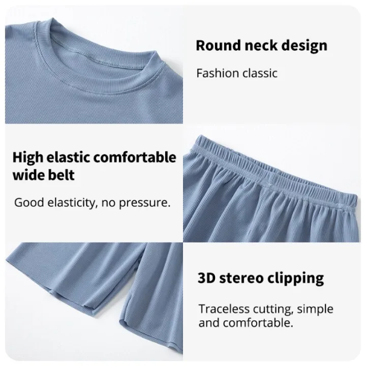 Children's%20Pajamas%20Summer%20Thin%20Short%20Sleeve%20Shorts%20Ice%20Silk%20Big%20Children%20Boys%20Girls%20Home%20Wear%20Set%20Summer%20-%20Image%205