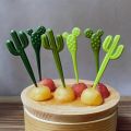 6pcs/set Plastic Forks Cactus Design Forks For Cake Snack Baked Bento Fruit Kitchen Gadgets Eid Al-Adha Mubarak.