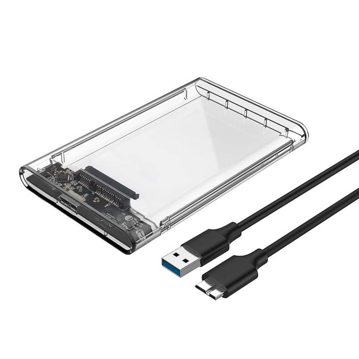 USB 3.0 Portable HDD SSD 2.5" Hardrive External Case Transparent - 2.5" Hard Drive Case 5Gbps High Speed Fast Data Transfer With Cable
