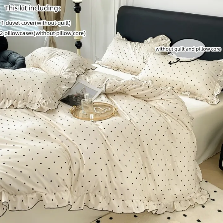 3pcs%20%20Korean%20lace%20Duvet%20Cover%20Set%20(1*Duvet%20Cover%20+%202*Pillowcase,%20Without%20Core),%20Black%20dot%20print%20print%20Bedding%20Set%20-%20Image%207