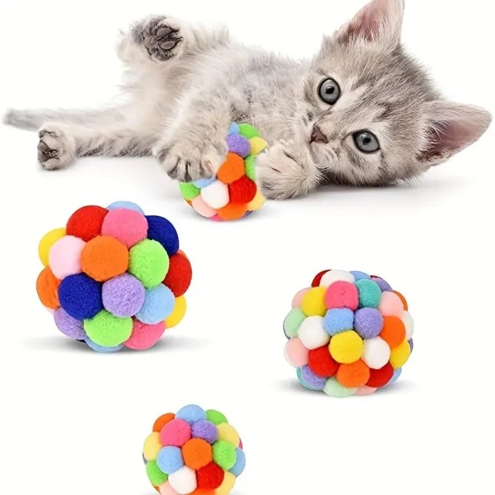 1/3PCS%20Cat%20Toys%20Cat%20Plush%20Ball%20Toy%20Pet%20Elastic%20Bell%20Ball%20Self%20Hi%20Ball%20Playing%20Cat%20Colorful%20Woolen%20Ball%20-%20Image%202