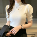 Blusas Mujer De Moda 2023 Verano Short Sleeve White Knitted Sweater Women Pullovers Women Tops Knit Women Sweater Sweaters G03. 
