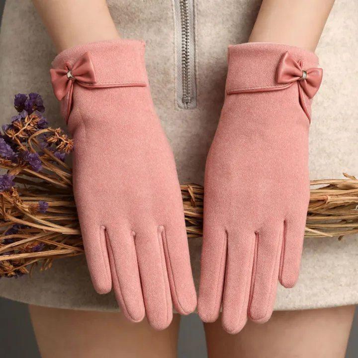 New%20Women%20Keep%20Warm%20Touch%20Screen%20Plus%20Velvet%20Inside%20Thicken%20Windproof%20Cycling%20Cute%20Lovely%20Bowknot%20Elegant%20Elasticity%20Soft%20Gloves%20-%20Image%203