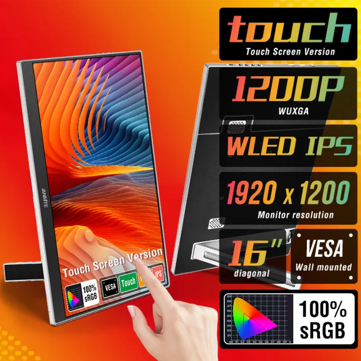 16 inch Touch Screen Portable Monitor 16:10 IPS Extended Display for ...
