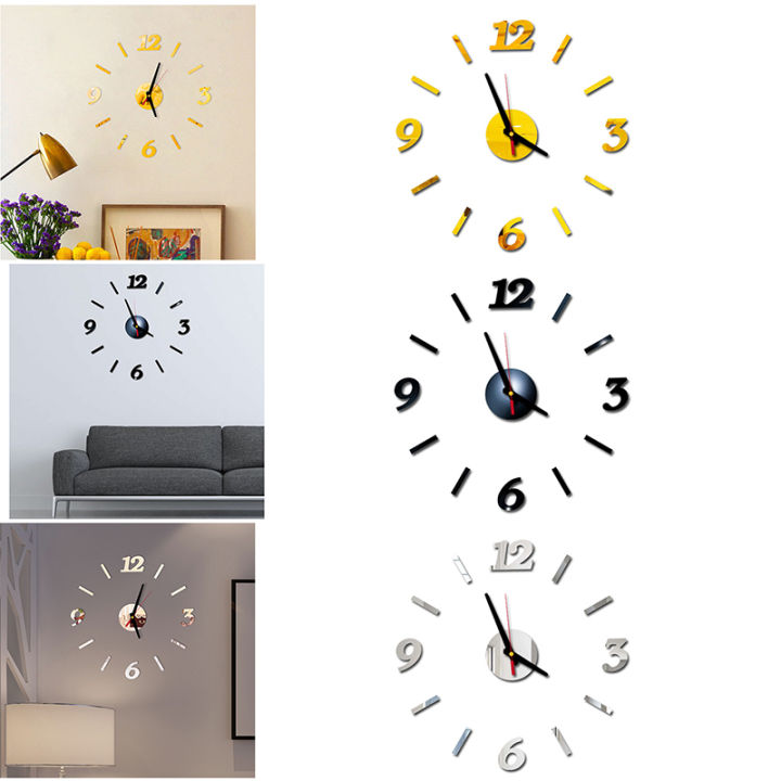 DIY 3D Wall Clock for Home Office 40cm Frameless Modern Clocks Acrylic