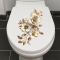 Beautiful Lotus Toilet Sticker Bathroom Toilet Cover Decorative Sticker Waterproof Self Adhesive. 