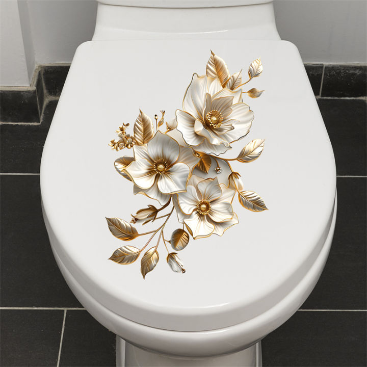 Beautiful Lotus Toilet Sticker Bathroom Toilet Cover Decorative Sticker Waterproof Self Adhesive