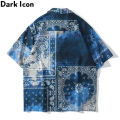 Dark Icon Tie Dyeing Bandana Button Down Shirt Men Paisley Vintage Men's Shirts Hoiday Beach Hawaiian Shirts 2023 Summer Man Clo. 