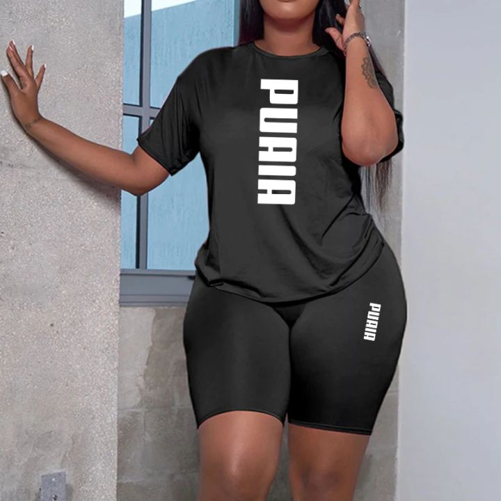 2026%20Summer%20%20Women's%20Shorts%202pcs%20Set%20Ladies%20Daily%20Casual%20Sports%20Short%20Sleeved%20Tracksuit%20Fashion%20Printed%20T-shirt%20Wear%20-%20Image%202