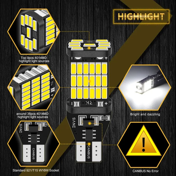 BMTxms%202pcs%20W16W%20T15%20LED%20Canbus%20Reverse%20Light%20Bulb%20921%20912%20Back%20Up%20Car%20Lamp%20For%20Mercedes%20Benz%20W212%20W221%20W176%20W164%20CL%206500K%20White%20-%20Image%205