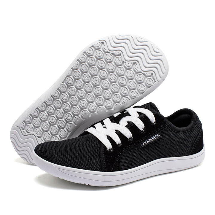 HOBIBEAR Wide Toe Barefoot Shoes Womens Mens Outdoor Lace Up Running Sneaker Zero Drop Comfortable Casual Shoes