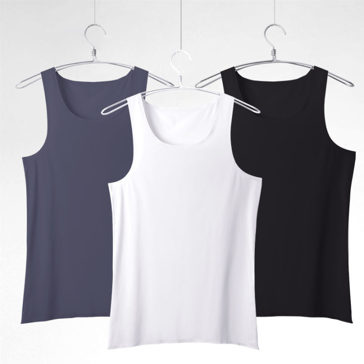 Waistcoat men ice silk seamless wear undershirt men sleeveless underwear pure white sports hurdles summer thin base shirt