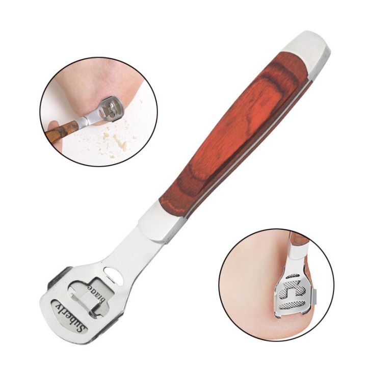 Color Wood Handle Foot File Dead Skin Shaver Corn Cuticle Cutter Remover Rasp File Foot Callus With 10 Blades Foot Scraper Set