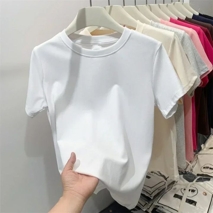 2026 Plus Size Summer T Shirts For Women High Quality Solid Casual Female Korean Streetwear Unisex Basic Solid Young Cool Tops