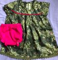 Baby Frock And Pant Set 0-4 Years Old Girls' Cotton Blend Outfit with Peter Pan Collar And Ruffle Detail. 
