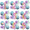 6 pcs Mermaid Tail Ball Digital Foil Balloon Set Mermaid Ocean Fairy Tale Sea Theme Girl Birthday Party NUMBER0-9  Decoration. 