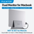 PULWTOP Dual-USB C Mac Laptop Docking Station with USB 2.0, SD/TF Vertical Dock Stand for MacBook Pro Air M3 M4 M5. 
