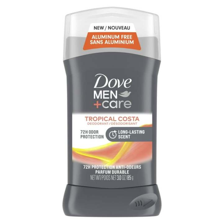 DOVE Men+Care Long Lasting 72H Odor Protection Men's Deodorant Tropical Costa Aluminum-Free Stick , 3.0 oz85g