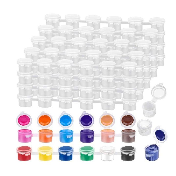 10 Strips 60 Pots Empty Mini Paint Cup Box Plastic Pigment Storage Container Art Crafts Drawing Supplies for DIY & Painting