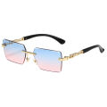 Fashion Rimless Sunglasses UV400 Rectangle Women Men Shades Hiking Square Sun Glasses Female Male Beach Vacation Travel Eyewear.