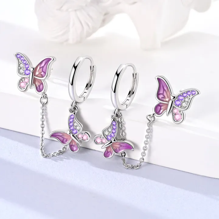 Hot%20Sale%20925%20Sterling%20Silver%20Purple%20Butterfly%20Zircon%20Exquisite%20Earrings%20Suitable%20For%20Girls'%20Charming%20Jewelry%20%20-%20Image%202