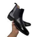 Chelsea Boots For Men Genuine Cow Leather Winter Ankle Boots Casual Formal Slip On Stylish Dress Shoes Classic Minimal Design Black. 