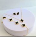 Fashion Alloy Jewelry Set Plum Blossom Five Leaf Flower Earing Girls Bracelet Laser Metal. 