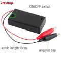 3V 2 Cells AA Battery Holder Case Storage Box with ON/Off Switch Alligator Clip Wire Cable 130mm. 