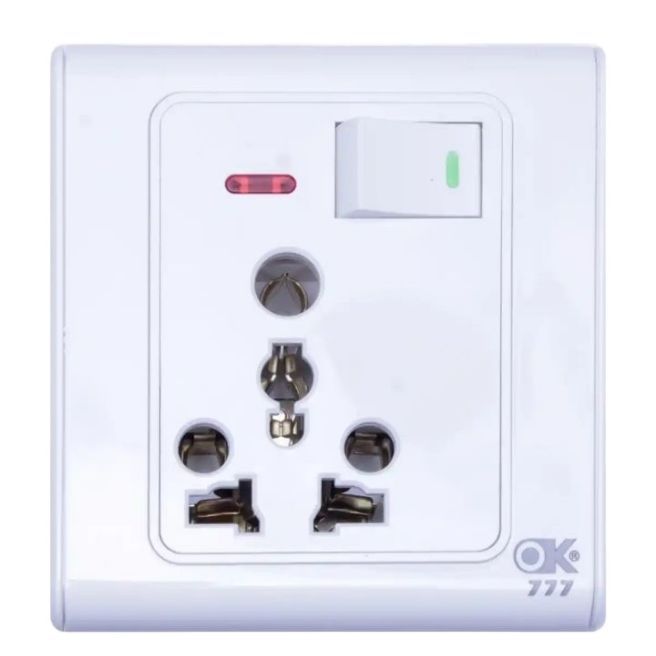 Powersocket Multi 16A With Back Box And Indicator 3×3 Power Socket Multiplug