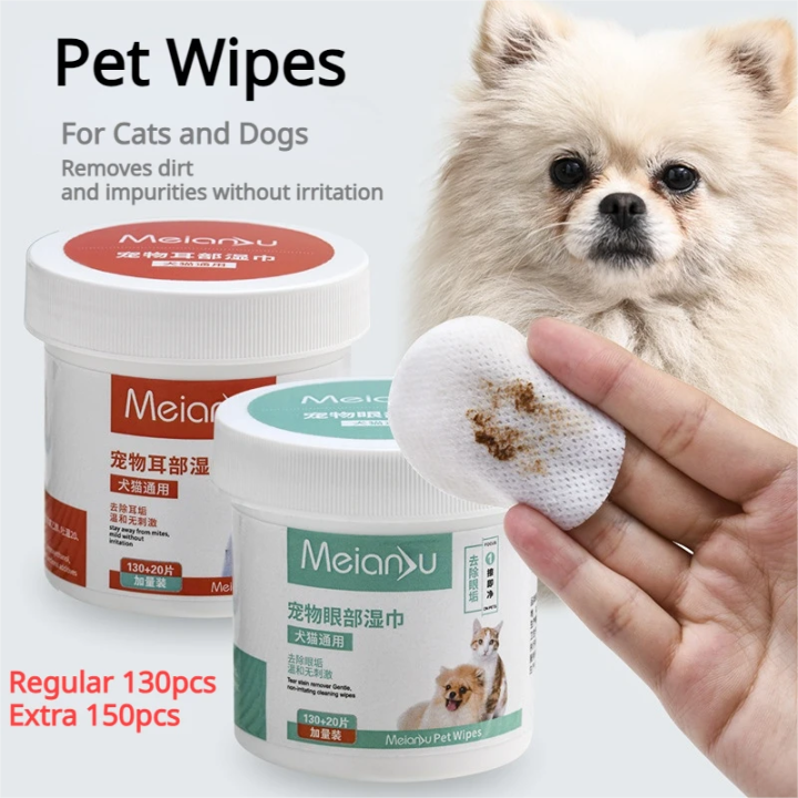 Pet Remove Dirt from Eyes and Ears Wipes, Dog and Cat Earwax, Clean